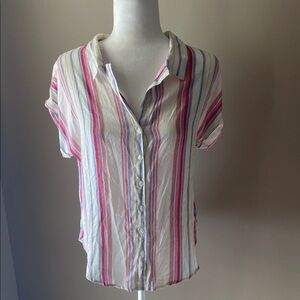 NWTS Francesca’s Harper Heritage Striped Multicolor Button-Up Women's Top Small